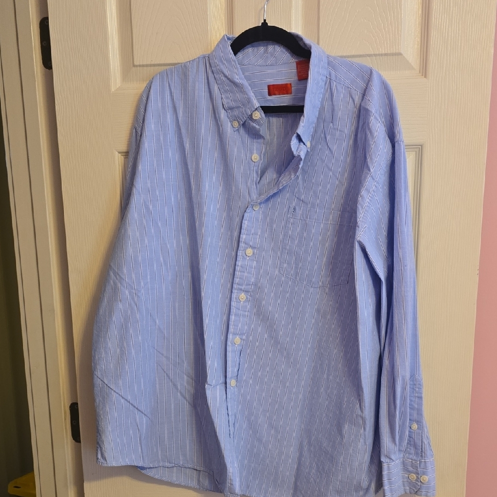 Izod Blue and White Striped‎ Button-Down Shirt